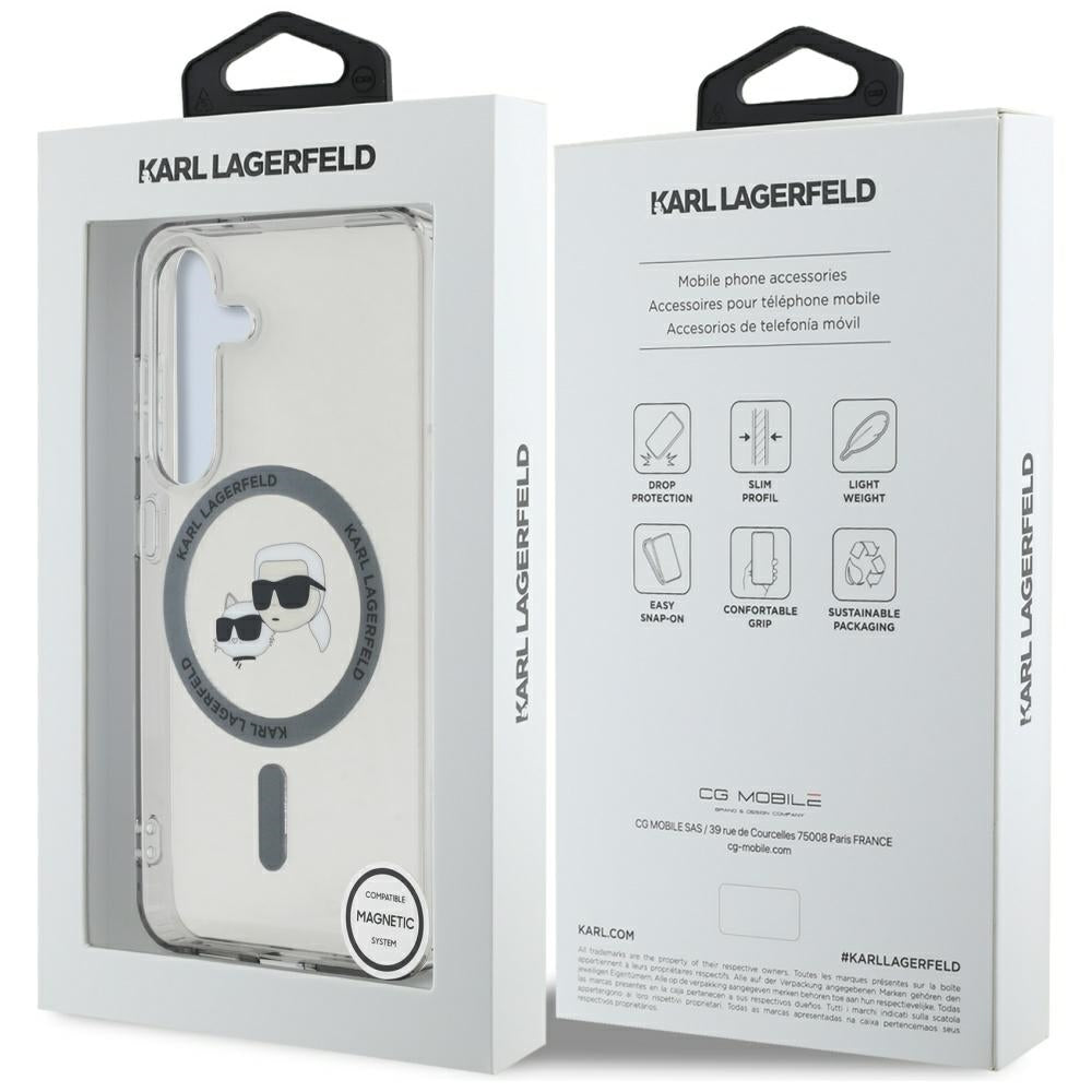 Futrola MagSafe za Samsung Galaxy S25 S931, Karl Lagerfeld, IML Metal Karl & Choupette's Heads, Crna