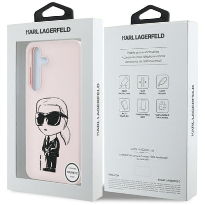 Futrola MagSafe za Samsung Galaxy S25 S931, Karl Lagerfeld, Silikonski Grafiti, Roze