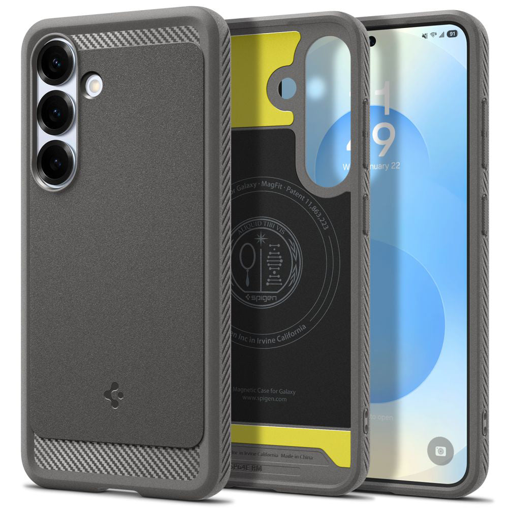 Futrola MagSafe za Samsung Galaxy S25 S931, Spigen, Rugged Armor, Siva ACS08999