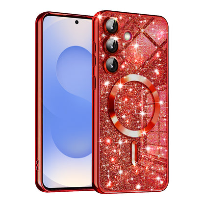MagSafe futrola za Samsung Galaxy S25 S931, Techsuit, Luxury Glitter, Crvena
