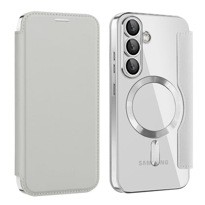 MagSafe futrola za Samsung Galaxy S25 S931, Techsuit, SmartMag Book, Siva