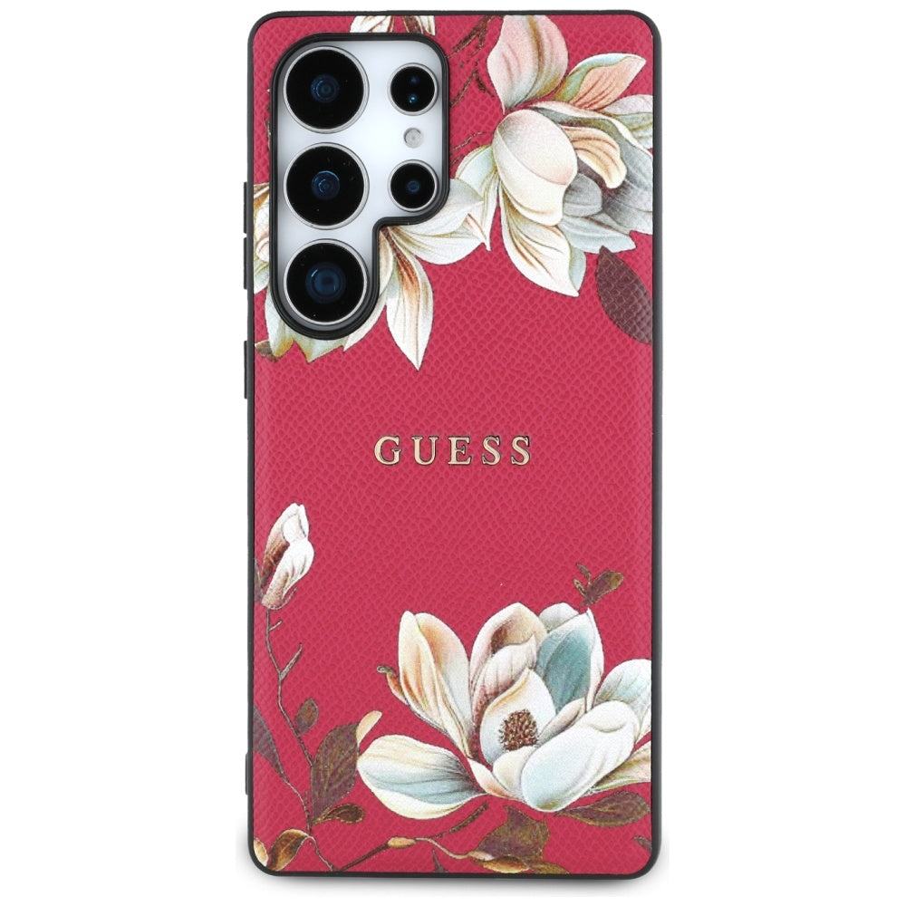 Husa MagSafe za Samsung Galaxy S25 Ultra S938, Guess, Grained Flowers, Fuksija