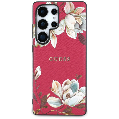 Husa MagSafe za Samsung Galaxy S25 Ultra S938, Guess, Grained Flowers, Fuksija