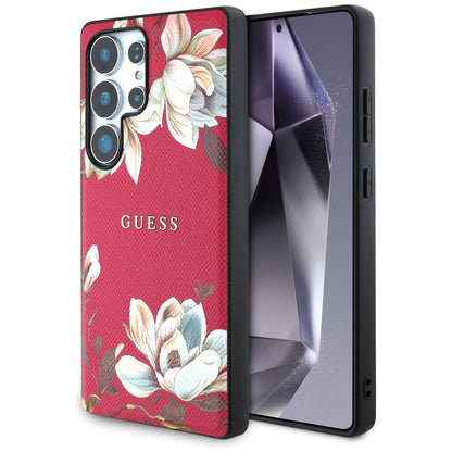 Husa MagSafe za Samsung Galaxy S25 Ultra S938, Guess, Grained Flowers, Fuksija