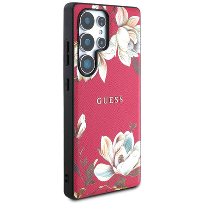 Husa MagSafe za Samsung Galaxy S25 Ultra S938, Guess, Grained Flowers, Fuksija