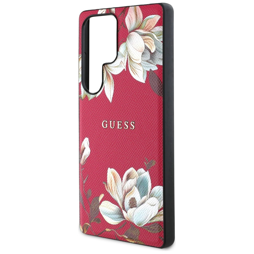 Husa MagSafe za Samsung Galaxy S25 Ultra S938, Guess, Grained Flowers, Fuksija