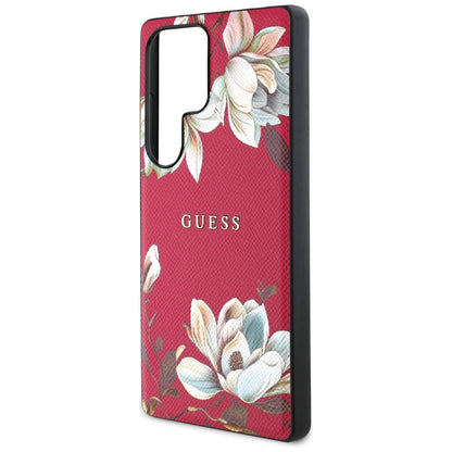 Husa MagSafe za Samsung Galaxy S25 Ultra S938, Guess, Grained Flowers, Fuksija