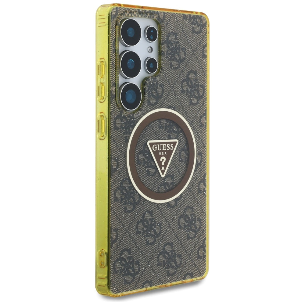 Futrola MagSafe za Samsung Galaxy S25 Ultra S938, Guess, IML Glitter 4G Circle Triangle, Braon