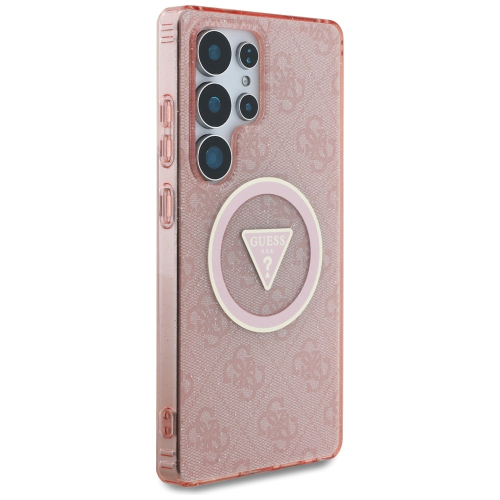 Futrola MagSafe za Samsung Galaxy S25 Ultra S938, Guess, IML Glitter 4G Circle Triangle, Roze