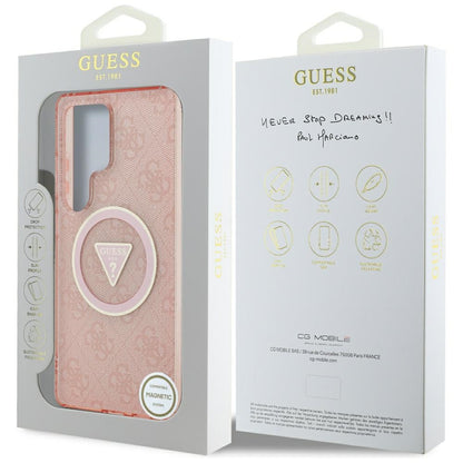 Futrola MagSafe za Samsung Galaxy S25 Ultra S938, Guess, IML Glitter 4G Circle Triangle, Roze