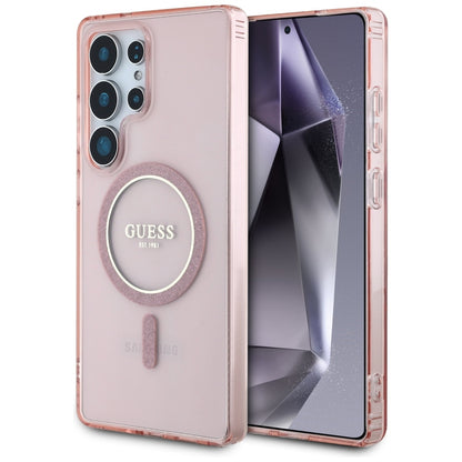 Futrola MagSafe za Samsung Galaxy S25 Ultra S938, Guess, IML Glitter Circle, Roze