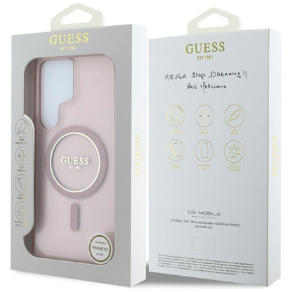 Futrola MagSafe za Samsung Galaxy S25 Ultra S938, Guess, IML Glitter Circle, Roze