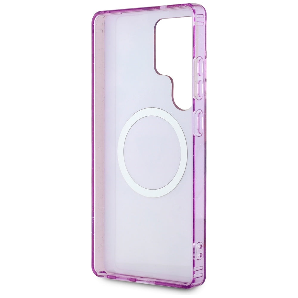 Futrola MagSafe za Samsung Galaxy S25 Ultra S938, Guess, IML Metal Glitter Flowers Triangle, Ljubičasta