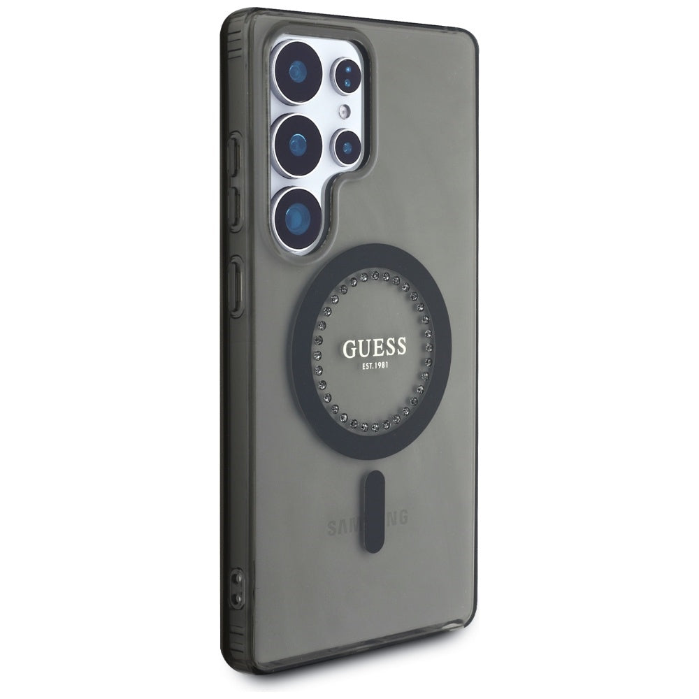 Futrola MagSafe za Samsung Galaxy S25 Ultra S938, Guess, IML Rhinestone, Crna