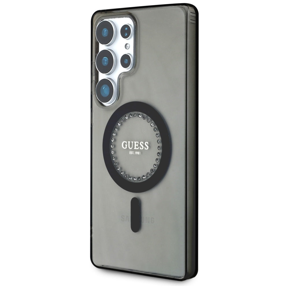 Futrola MagSafe za Samsung Galaxy S25 Ultra S938, Guess, IML Rhinestone, Crna