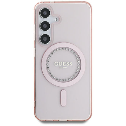 Futrola MagSafe za Samsung Galaxy S25 S931, Guess, IML Rhinestone, Roze