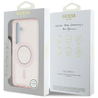 Futrola MagSafe za Samsung Galaxy S25 S931, Guess, IML Rhinestone, Roze