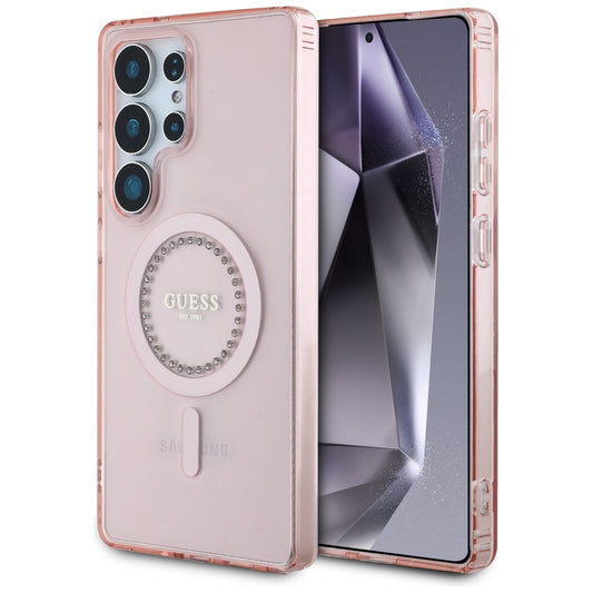 Futrola MagSafe za Samsung Galaxy S25 Ultra S938, Guess, IML Rhinestone, Roze