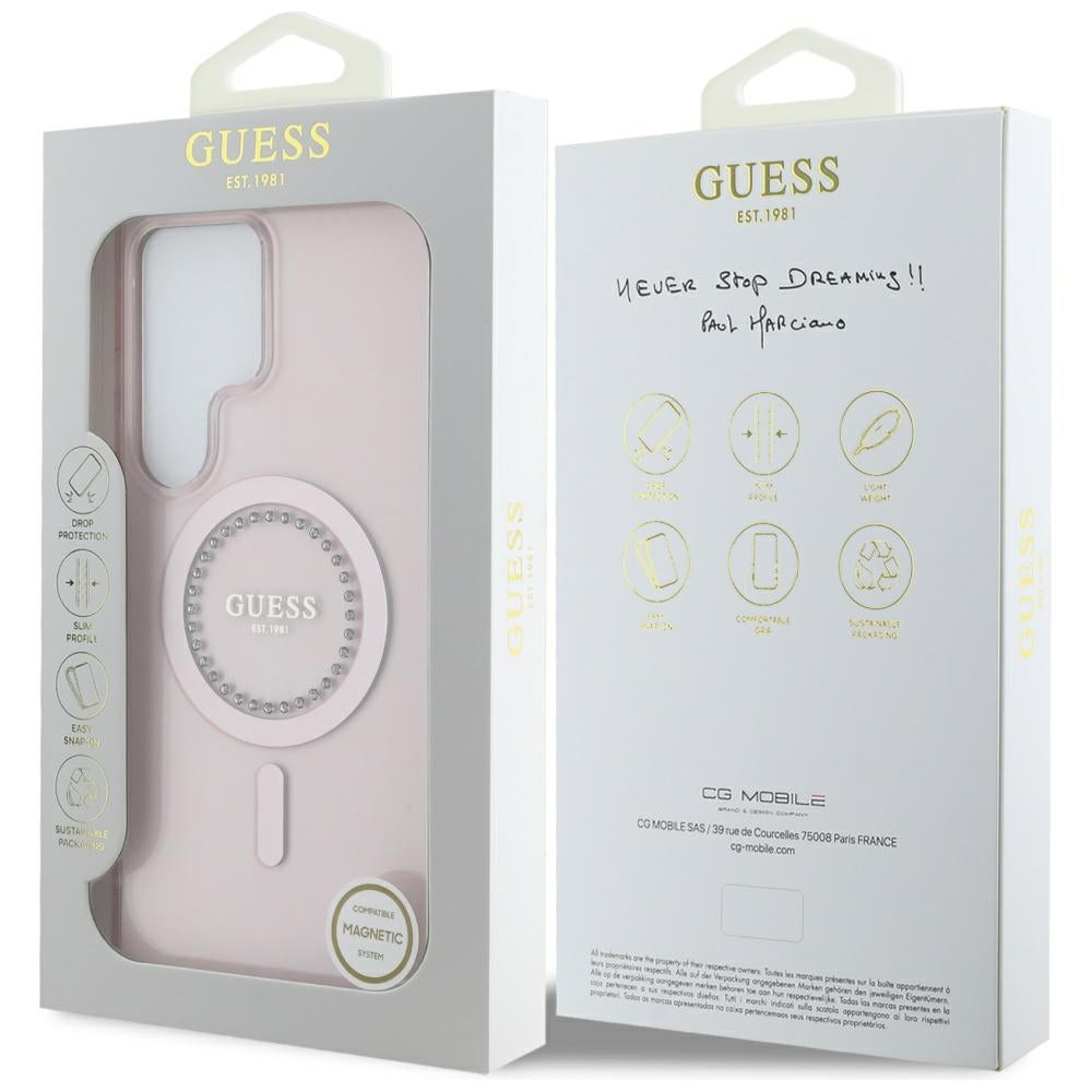 Futrola MagSafe za Samsung Galaxy S25 Ultra S938, Guess, IML Rhinestone, Roze
