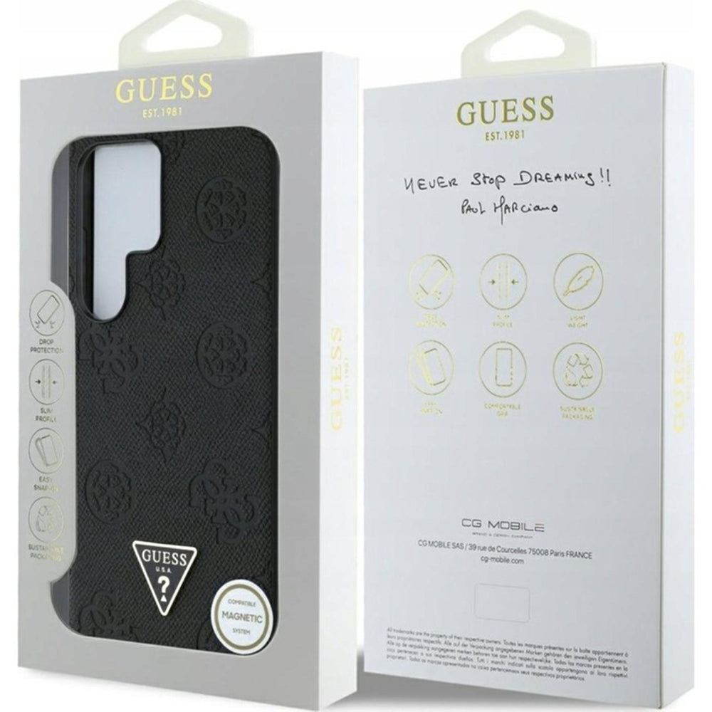 Futrola MagSafe za Samsung Galaxy S25 Ultra S938, Guess, Peony Grained Hot Stamp Triangle, Braon