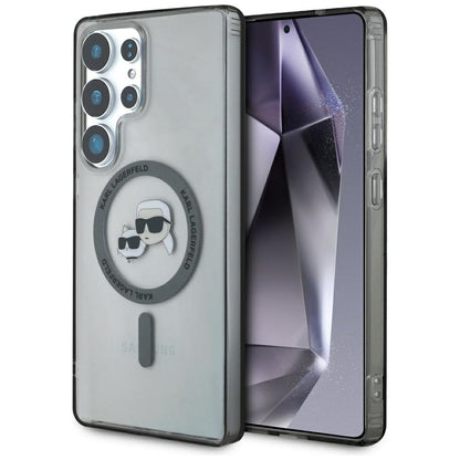 Futrola MagSafe za Samsung Galaxy S25 Ultra S938, Karl Lagerfeld, IML Metal Karl & Choupette's Heads, Crna