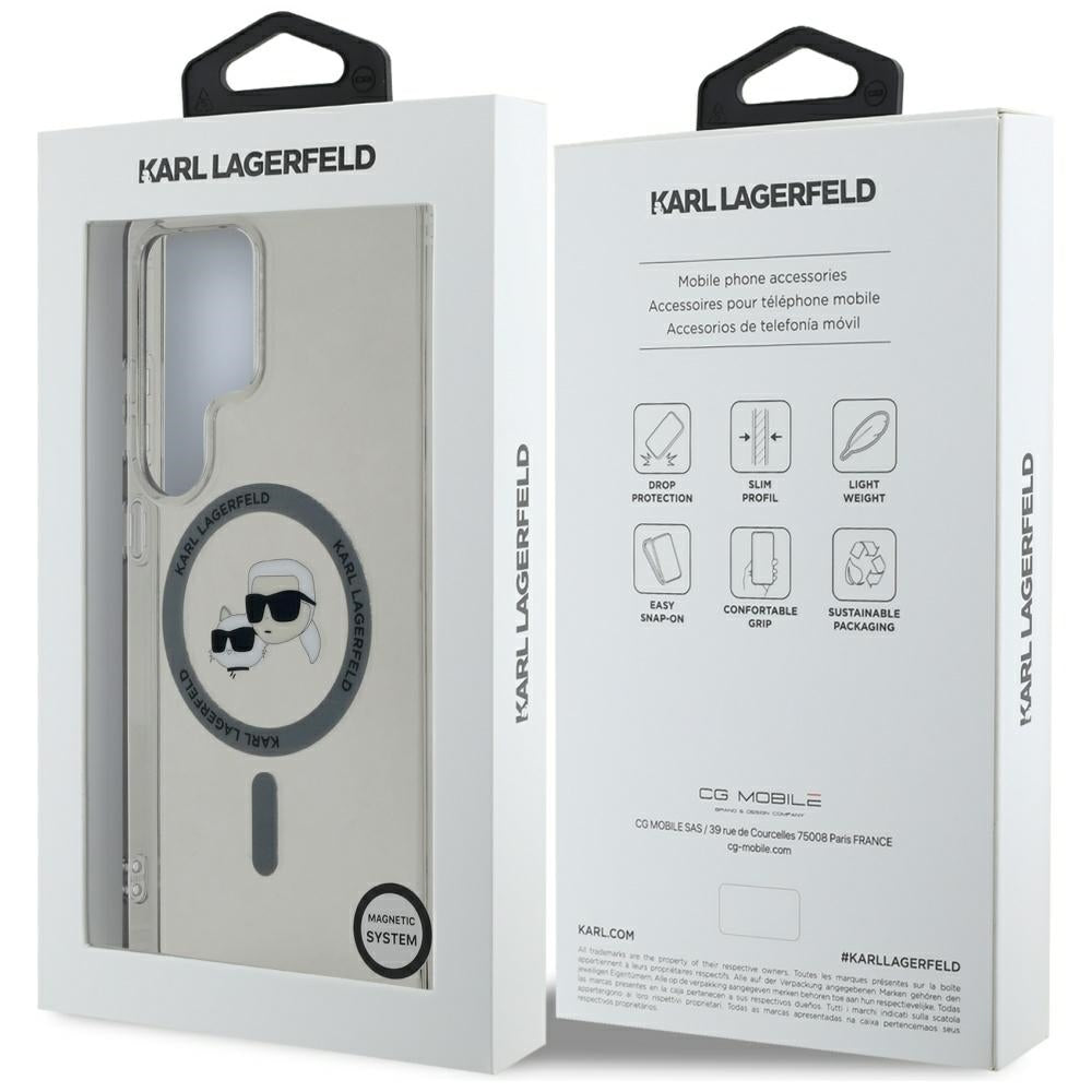 Futrola MagSafe za Samsung Galaxy S25 Ultra S938, Karl Lagerfeld, IML Metal Karl & Choupette's Heads, Crna