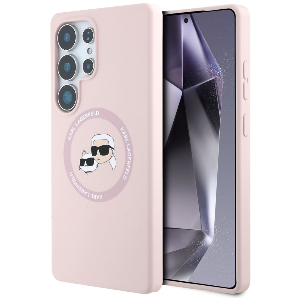 Futrola MagSafe za Samsung Galaxy S25 Ultra S938, Karl Lagerfeld, Silikonske Duple Glave, Roze