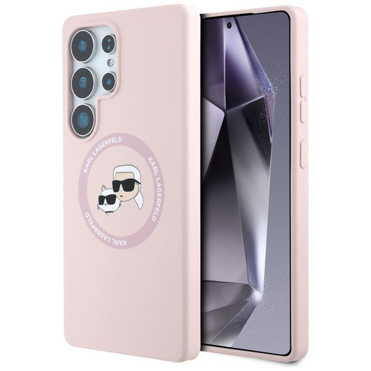 Futrola MagSafe za Samsung Galaxy S25 Ultra S938, Karl Lagerfeld, Silikonske Duple Glave, Roze