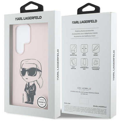 Futrola MagSafe za Samsung Galaxy S25 Ultra S938, Karl Lagerfeld, Silikonski Grafiti, Roze