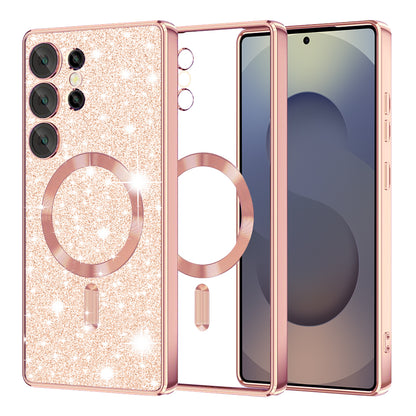 MagSafe futrola za Samsung Galaxy S25 Ultra S938, Techsuit, Luxury Glitter, Roze Zlatna
