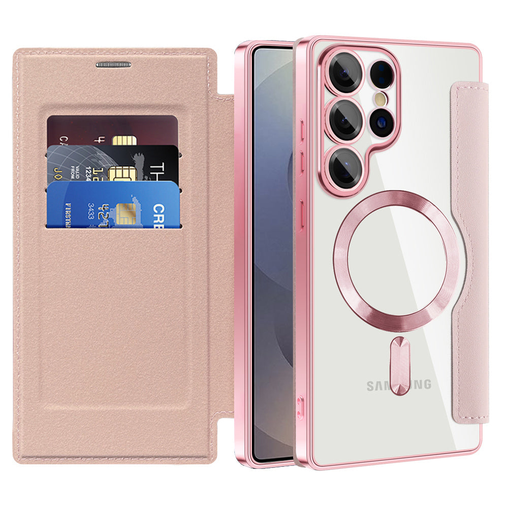 MagSafe futrola za Samsung Galaxy S25 Ultra S938, Techsuit, SmartMag Book, Roze