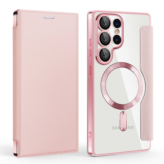 MagSafe futrola za Samsung Galaxy S25 Ultra S938, Techsuit, SmartMag Book, Roze