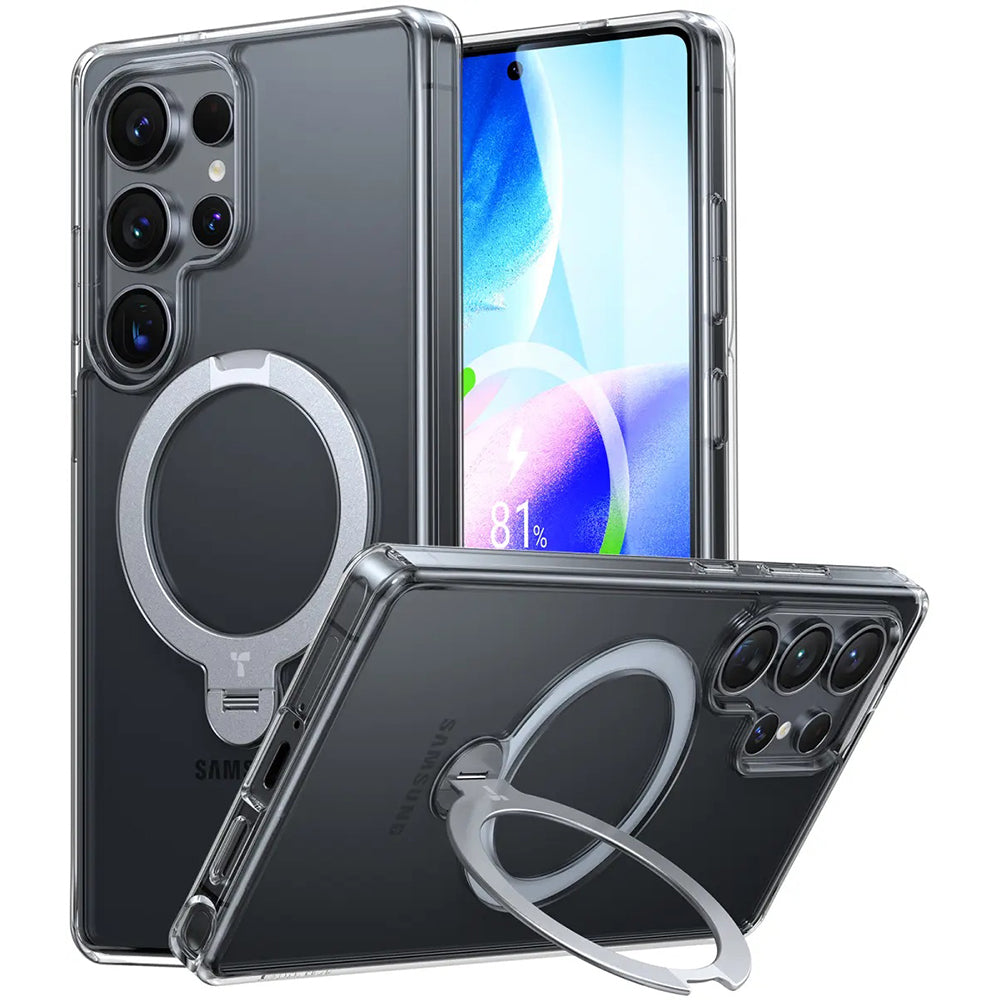 Futrola MagSafe za Samsung Galaxy S25 Ultra S938, Torras, Ostand Spin, Transparentna
