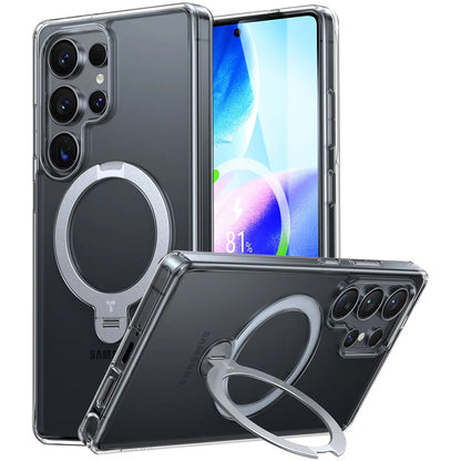 Futrola MagSafe za Samsung Galaxy S25 Ultra S938, Torras, Ostand Spin, Transparentna