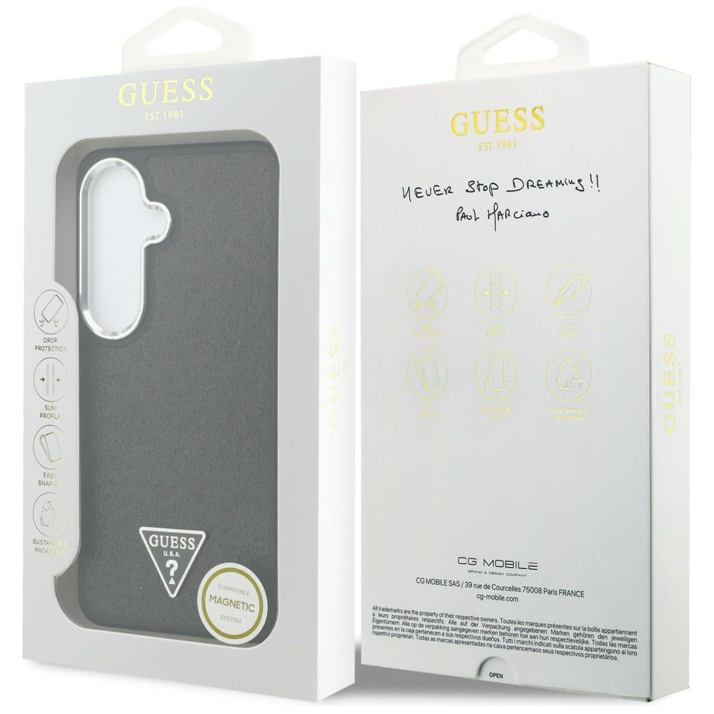 MagSafe futrola za Samsung Galaxy S26 Plus S947, Guess, Fixed Glitter Triangle Logo, Crna
