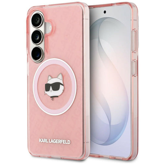 Futrola MagSafe za Samsung Galaxy S26 Plus S947, Karl Lagerfeld, IML Choupette Head on KL Repeated Logo, Roze