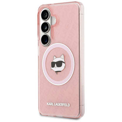 Futrola MagSafe za Samsung Galaxy S26 Plus S947, Karl Lagerfeld, IML Choupette Head on KL Repeated Logo, Roze