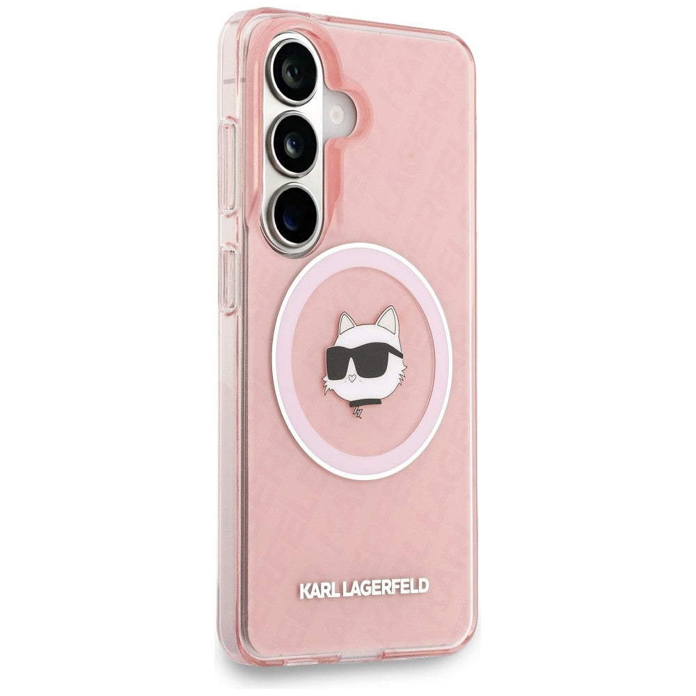 Futrola MagSafe za Samsung Galaxy S26 Plus S947, Karl Lagerfeld, IML Choupette Head on KL Repeated Logo, Roze
