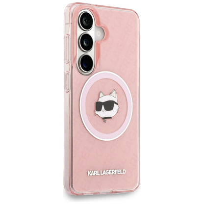 Futrola MagSafe za Samsung Galaxy S26 Plus S947, Karl Lagerfeld, IML Choupette Head on KL Repeated Logo, Roze
