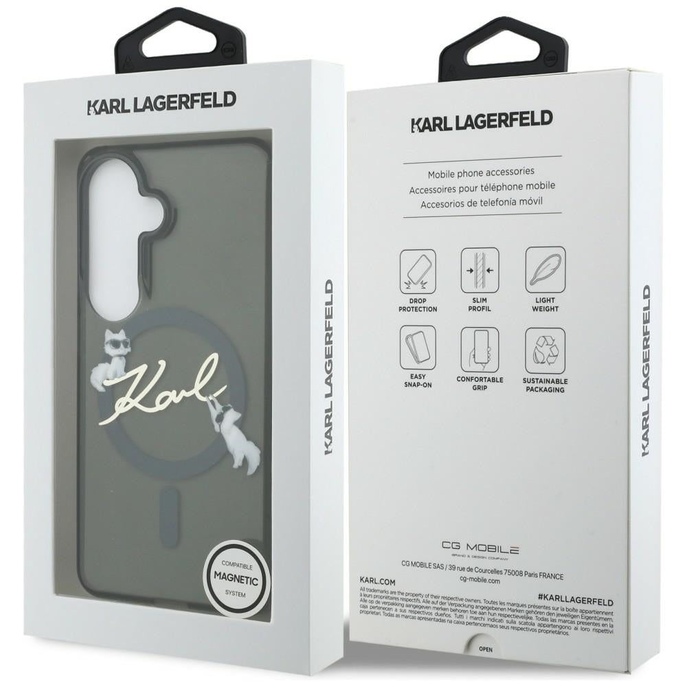MagSafe futrola za Samsung Galaxy S26 Plus S947, Karl Lagerfeld, IML Choupette Karl Script Logo, Crna
