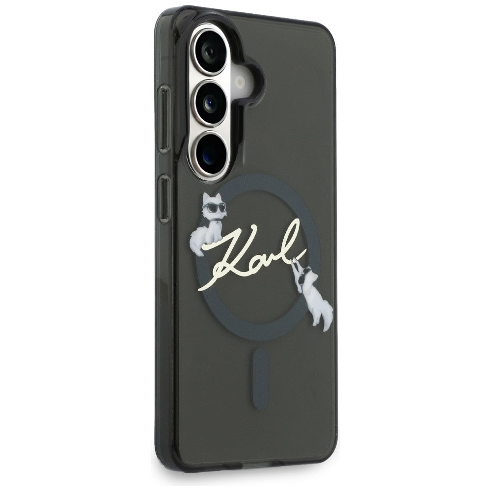 MagSafe futrola za Samsung Galaxy S26 Plus S947, Karl Lagerfeld, IML Choupette Karl Script Logo, Crna