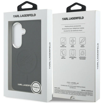 Futrola MagSafe za Samsung Galaxy S26 Plus S947, Karl Lagerfeld, Initial Logo Debossed, Crna