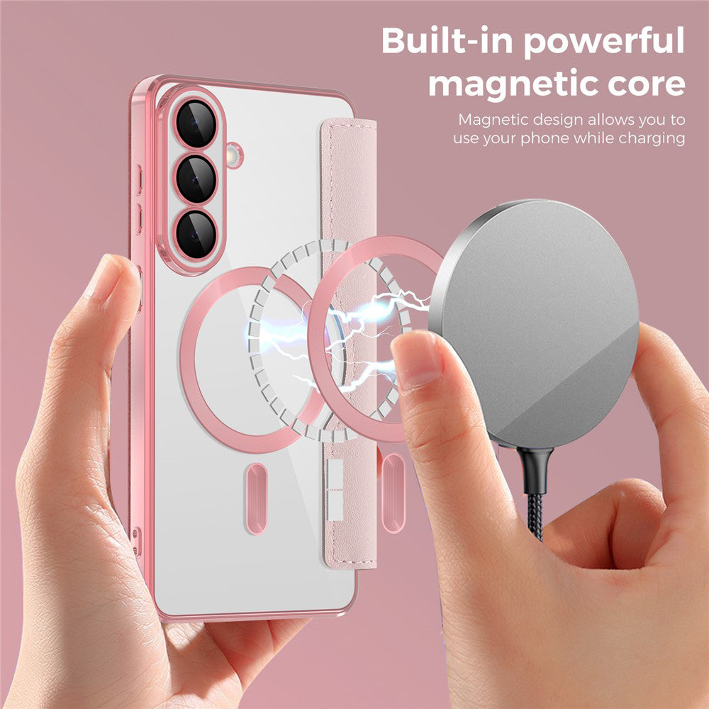 Futrola MagSafe za Samsung Galaxy S26 Plus, Techsuit, SmartMag Book, Roze