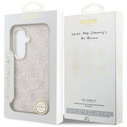 MagSafe futrola za Samsung Galaxy S26 S942, Guess, 4G Embossed Ring, Roze Crna