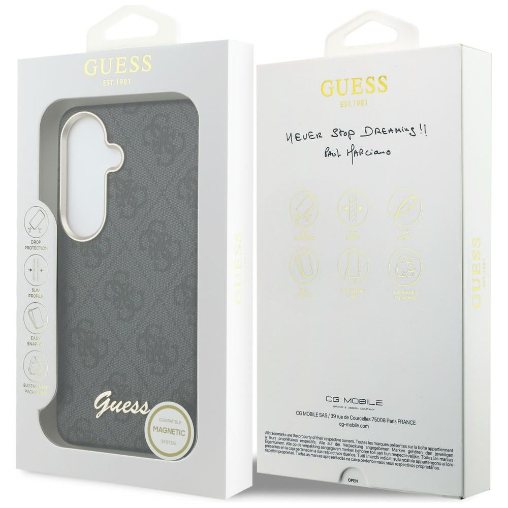 Futrola MagSafe za Samsung Galaxy S26 S942, Guess, 4G Script Logo, Crna