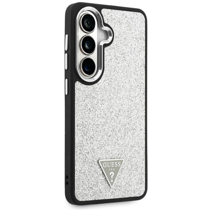 MagSafe futrola za Samsung Galaxy S26 S942, Guess, Fixed Glitter Triangle Logo, Srebrna