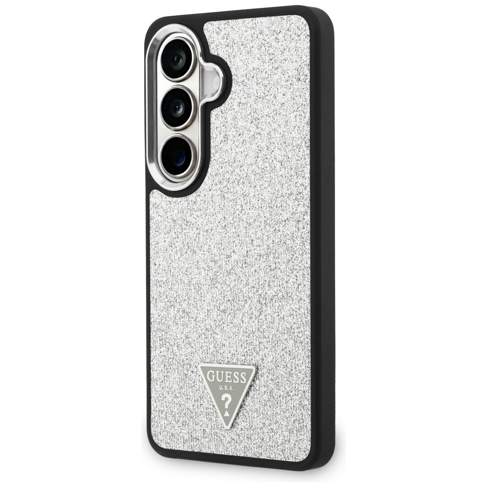 MagSafe futrola za Samsung Galaxy S26 S942, Guess, Fixed Glitter Triangle Logo, Srebrna