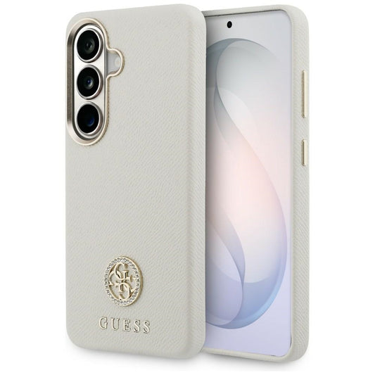 Husa MagSafe za Samsung Galaxy S26 S942, Guess, Rhinestone Round Logo, Bež