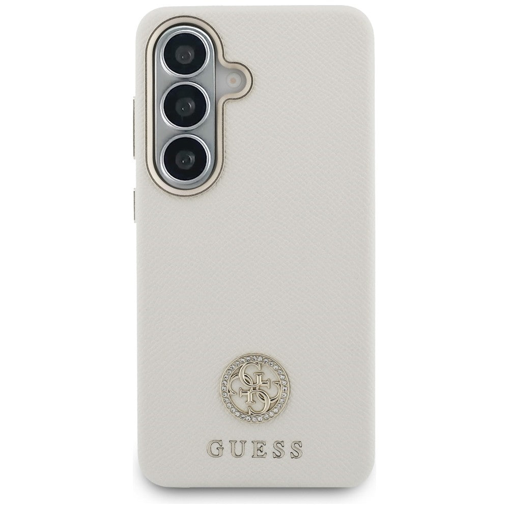 Husa MagSafe za Samsung Galaxy S26 S942, Guess, Rhinestone Round Logo, Bež