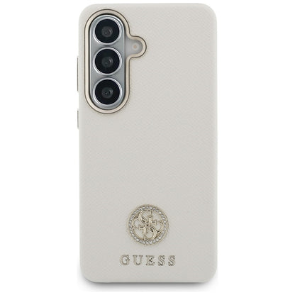 Husa MagSafe za Samsung Galaxy S26 S942, Guess, Rhinestone Round Logo, Bež